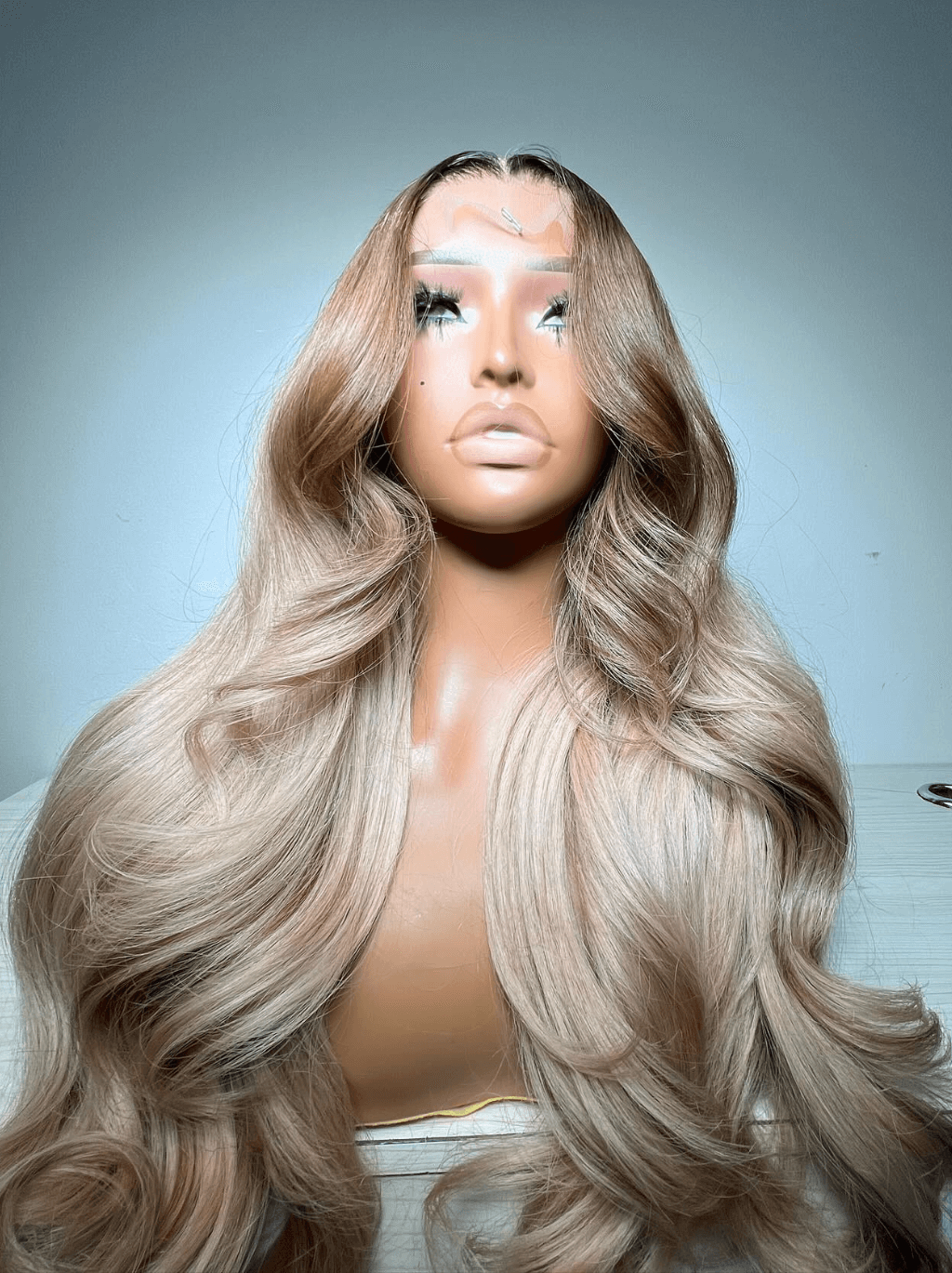 Dorsanee Ash Blonde Light Brown Highlights Lace Front Human Hair Wigs