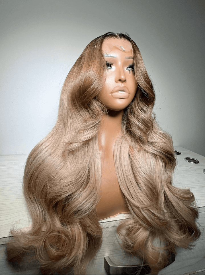 Dorsanee Ash Blonde Light Brown Highlights Lace Front Human Hair Wigs