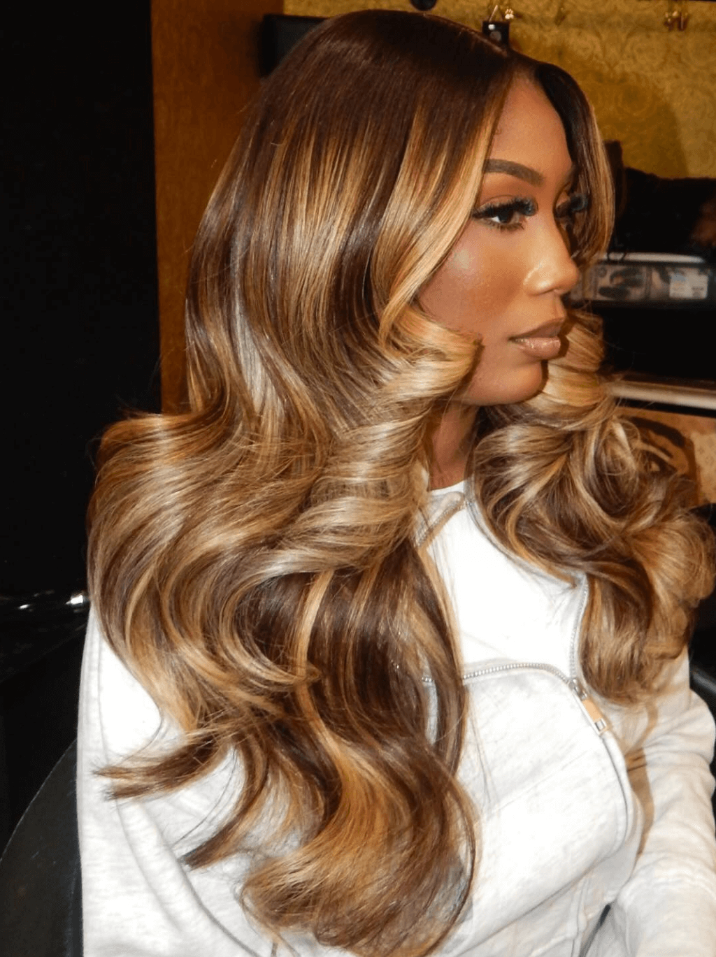 Dorsanee Balayage Honey Blonde Brown Highlights 13x4 Lace Front Human Hair Wig