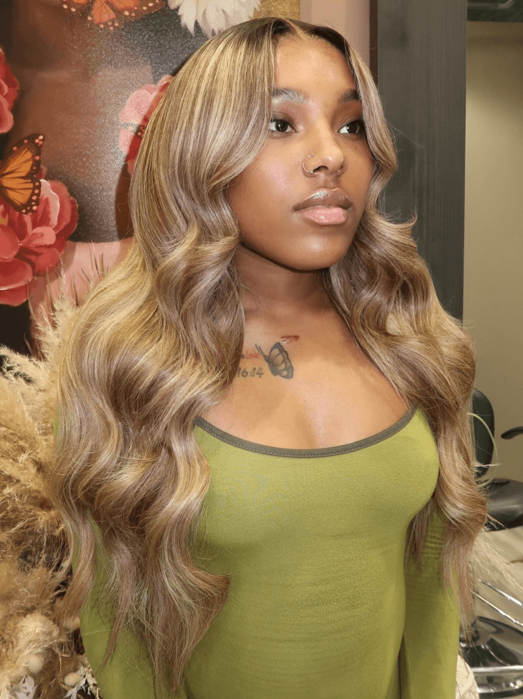 Dorsanee Balayage Honey Blonde Light Brown Highlight Lace Front Human Hair Wigs