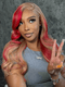 Dorsanee Balayage Honey Blonde Red Highlights 13x4 Lace Front Human Hair Wigs