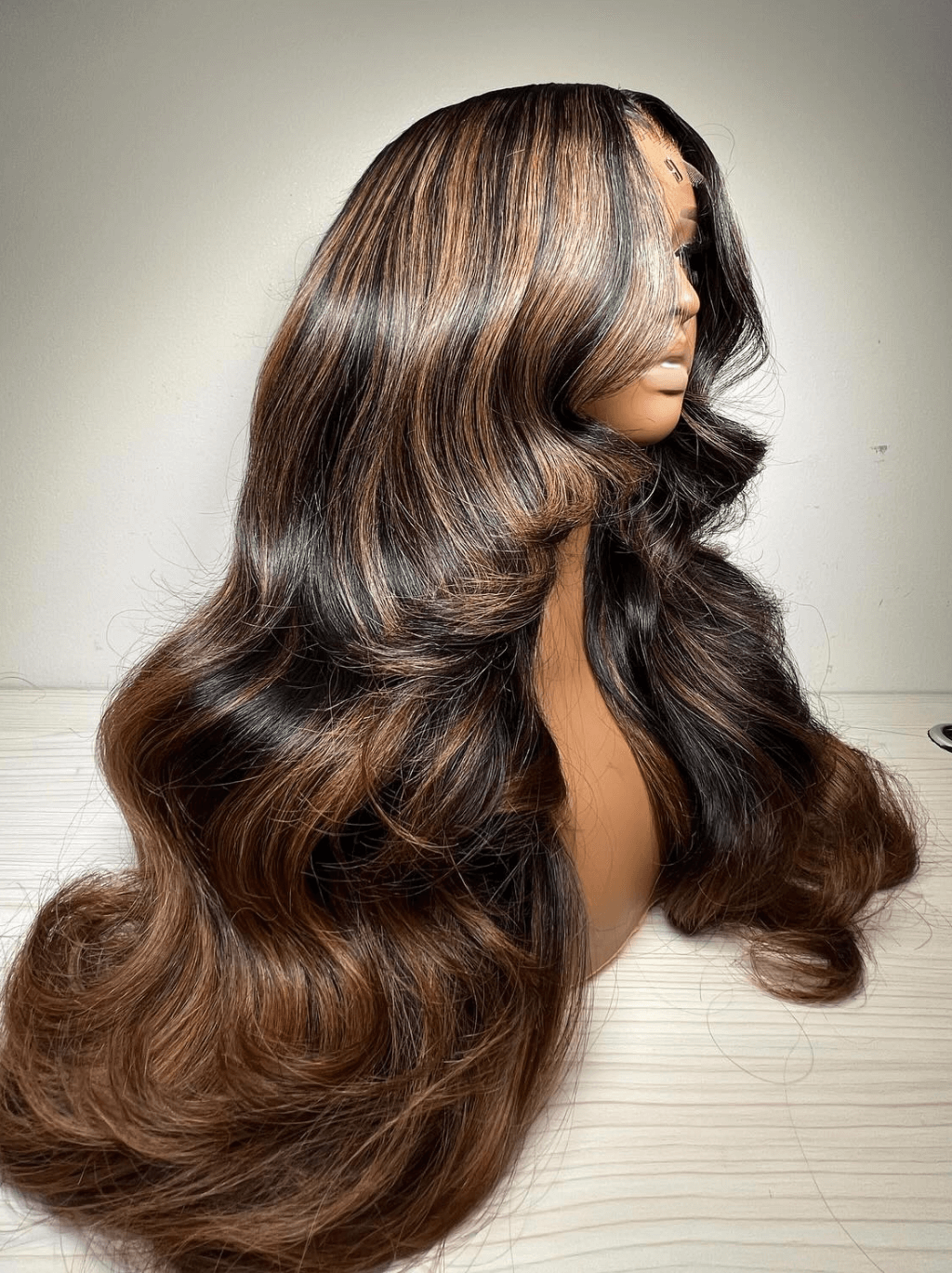 Dorsanee Black With Brown Highlight 13x4 Lace Front Virgin Hair Wigs