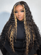 Dorsanee Black With Brown Highlights Deep Wave Curly Human Hair Lace Front Wigs