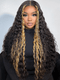 Dorsanee Black With Brown Highlights Deep Wave Curly Human Hair Lace Front Wigs