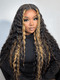 Dorsanee Black With Brown Highlights Deep Wave Curly Human Hair Lace Front Wigs