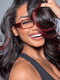 Dorsanee Black With Red Highlight Streaks Body Wave Lace Front Human Hair Wigs