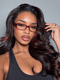 Dorsanee Black With Red Highlight Streaks Body Wave Lace Front Human Hair Wigs