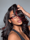 Dorsanee Black With Red Highlight Streaks Body Wave Lace Front Human Hair Wigs