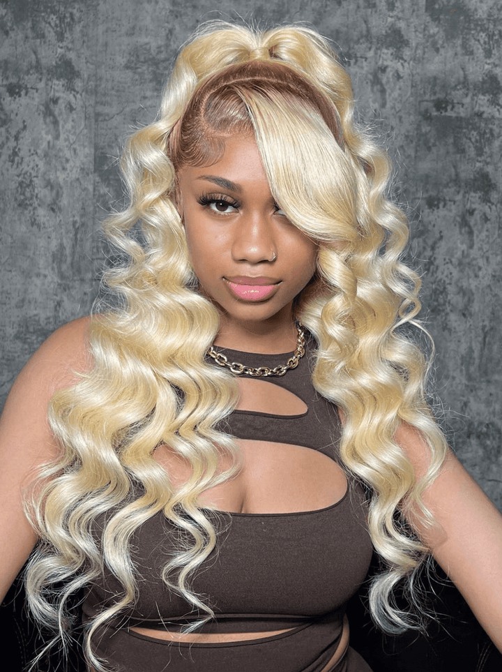 Dorsanee Blonde Chocolate Roots Body Wave Lace Front Human Hair Wigs