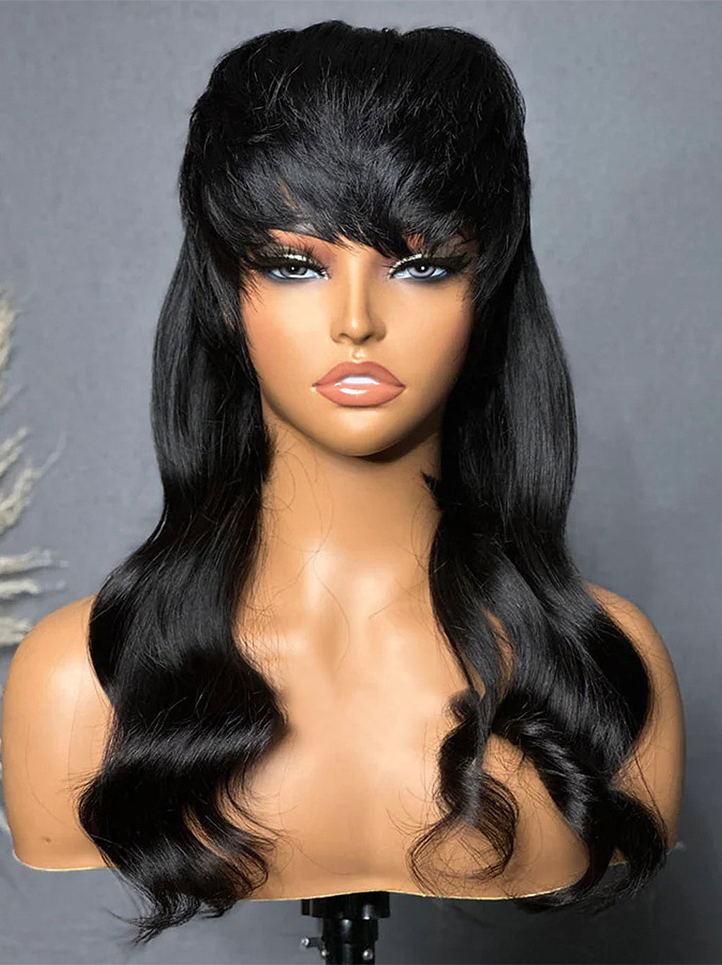 Dorsanee Mullet Quick Weave Pixie Cuts Virgin Human Hair Wig With Bangs