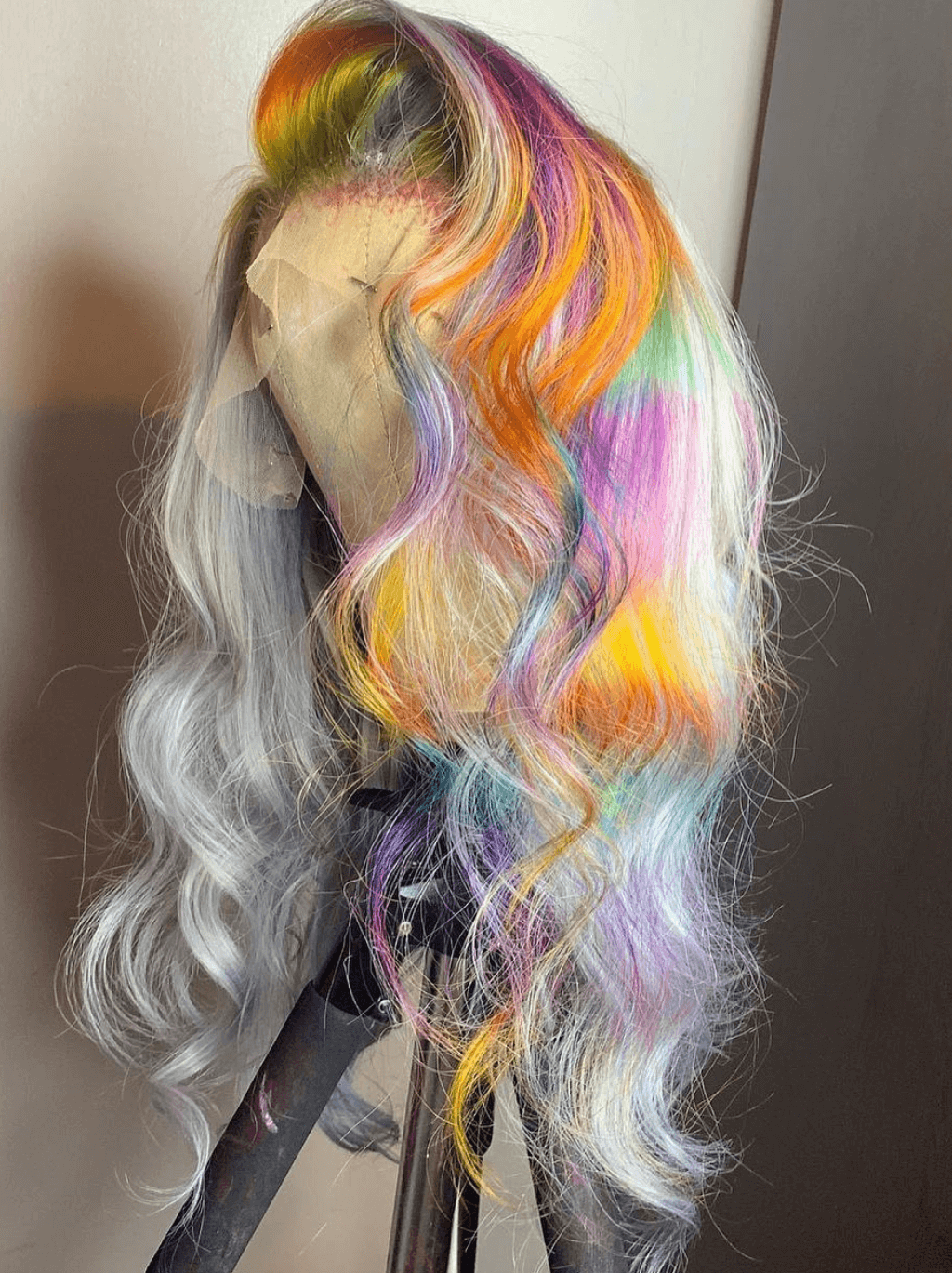 Dorsanee Multi Color Gray Green Orange Purple Blue Vigin Remy Human Hair Wigs
