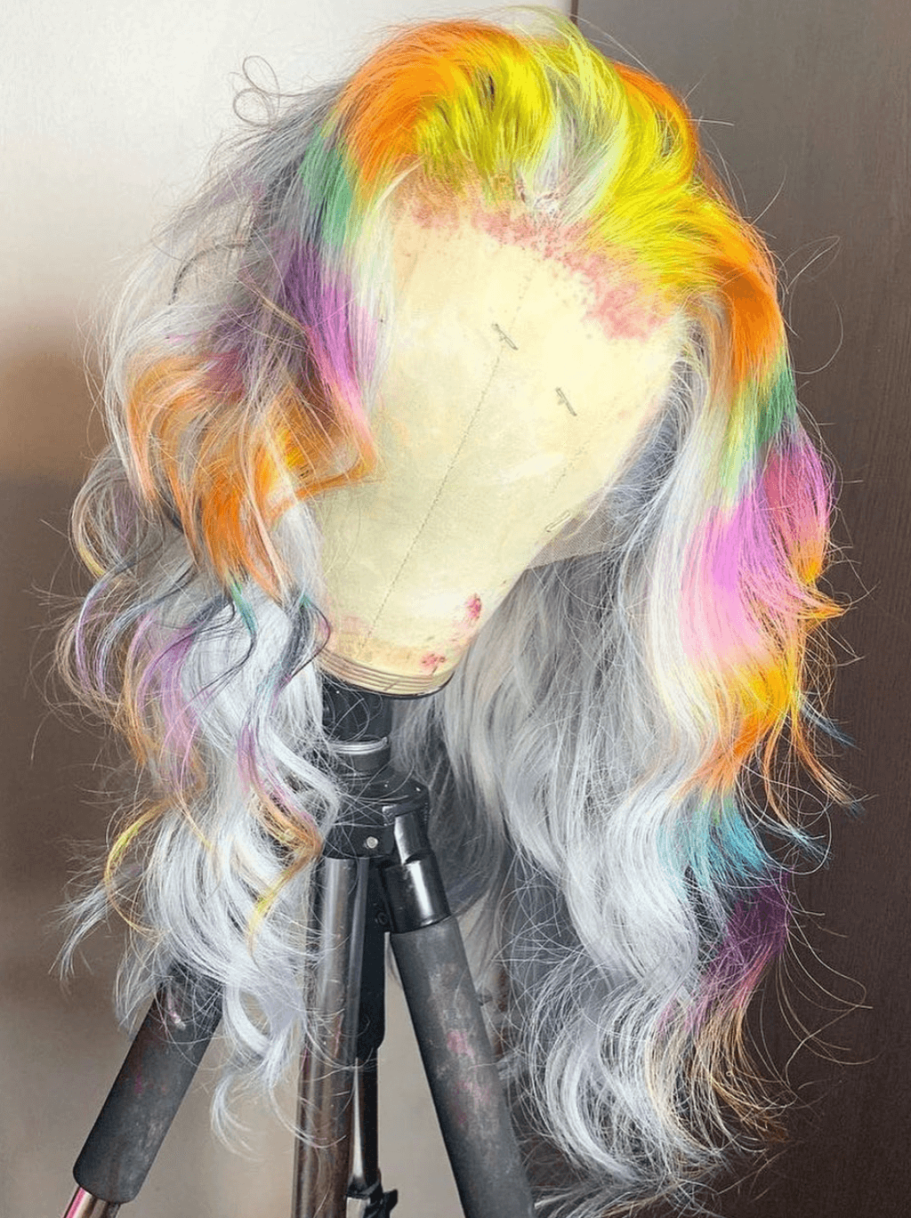 Dorsanee Multi Color Gray Green Orange Purple Blue Vigin Remy Human Hair Wigs