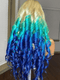 Dorsanee Ombre Blonde Green Blue Skunk Stripe 13x4 Lace Front Human Hair Wigs