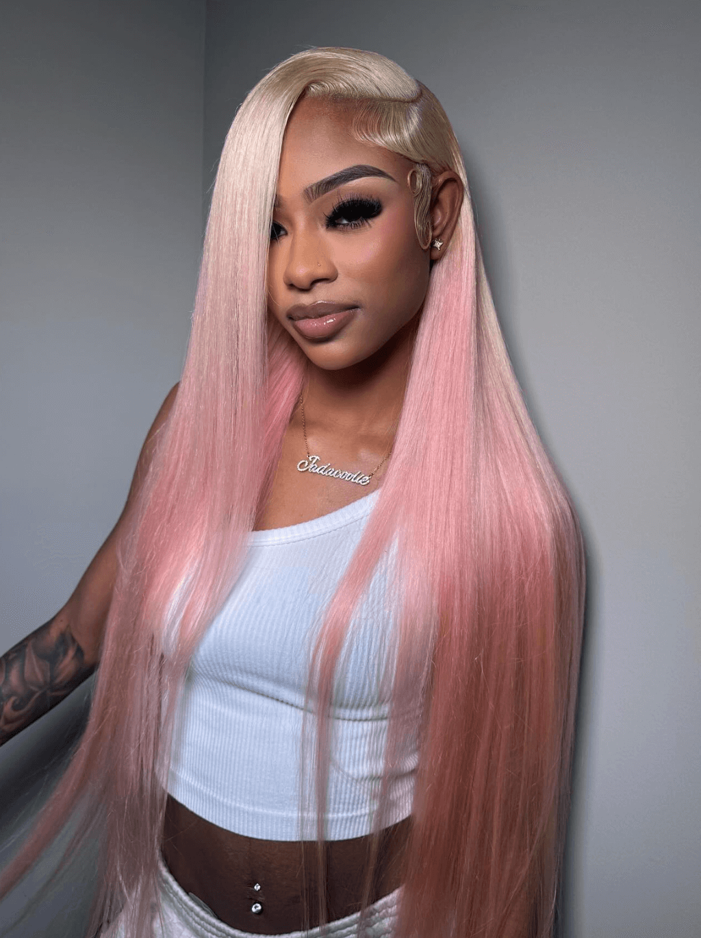 Dorsanee Ombre Blonde Light Pink Bone Straight 13x4 Lace Front Human Hair Wigs