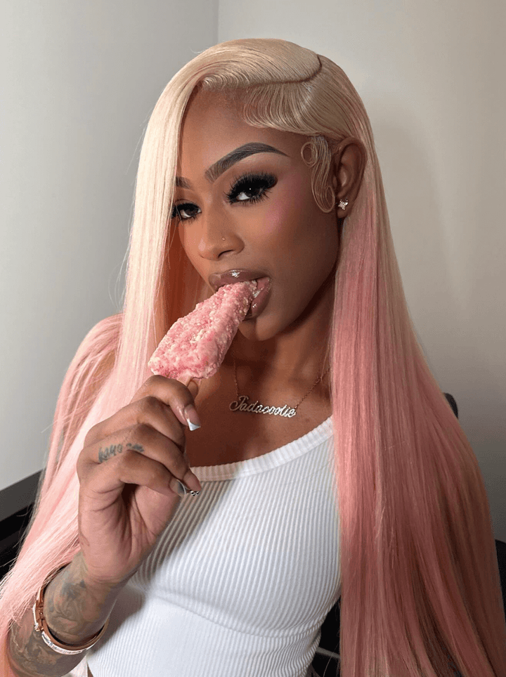 Dorsanee Ombre Blonde Light Pink Bone Straight 13x4 Lace Front Human Hair Wigs