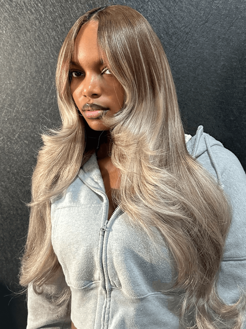 Dorsanee Ombre Brown Grey Blonde Highlights 13x4 HD Lace Front Human Hair Wigs