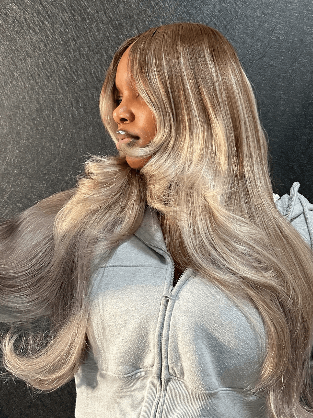 Dorsanee Ombre Brown Grey Blonde Highlights 13x4 HD Lace Front Human Hair Wigs