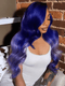Dorsanee Ombre Dark Blue Gray Purple Color HD Lace Front Virgin Human Hair Wig