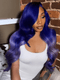 Dorsanee Ombre Dark Blue Gray Purple Color HD Lace Front Virgin Human Hair Wig