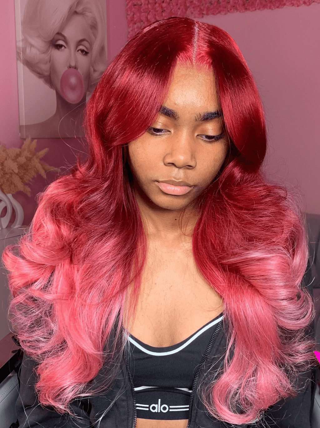 Dorsanee Ombre Dark Red Pink 13x4 HD Lace Front Virgin Human Hair Wigs