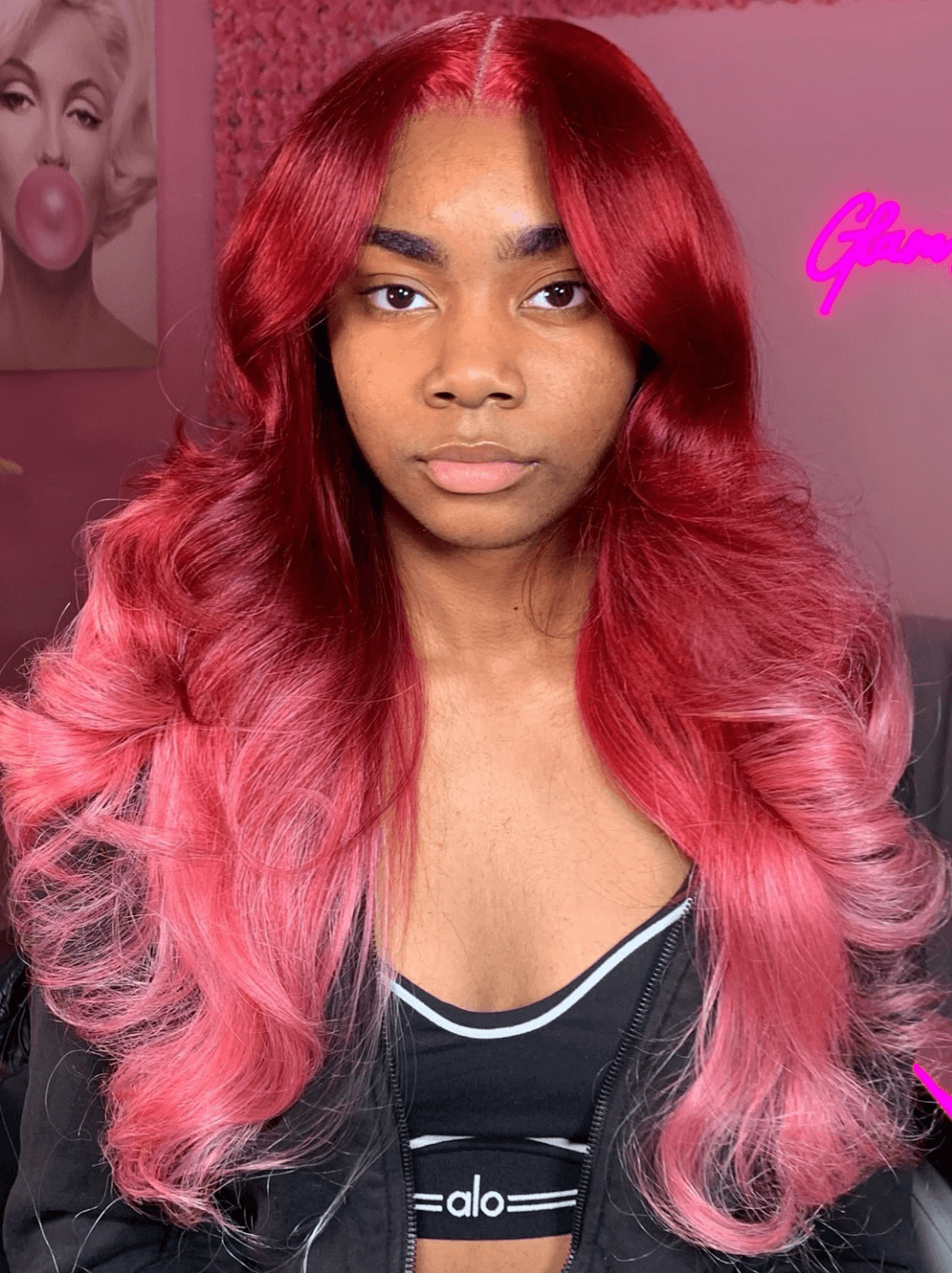 Dorsanee Ombre Dark Red Pink 13x4 HD Lace Front Virgin Human Hair Wigs