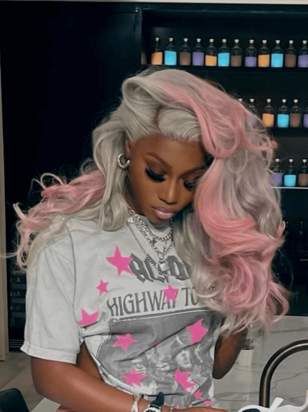 Dorsanee Ombre Gray Pink Straight Body Wave HD Lace Front Virgin Human Hair Wig