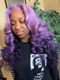 Dorsanee Ombre Lavender Purple Black Color Body Wave Lace Front Human Hair Wig