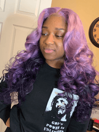 Dorsanee Ombre Lavender Purple Black Color Body Wave Lace Front Human Hair Wig