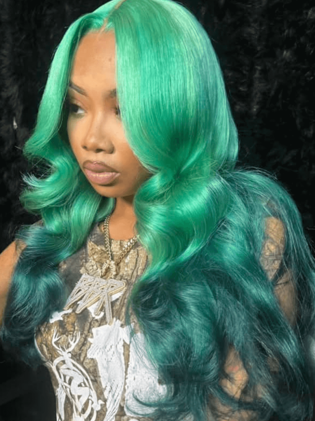 Dorsanee Ombre Light Emerald Green 200 Density 13x4 Lace Front Human Hair wig