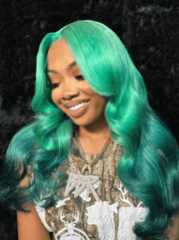 Dorsanee Ombre Light Emerald Green 200 Density 13x4 Lace Front Human Hair wig