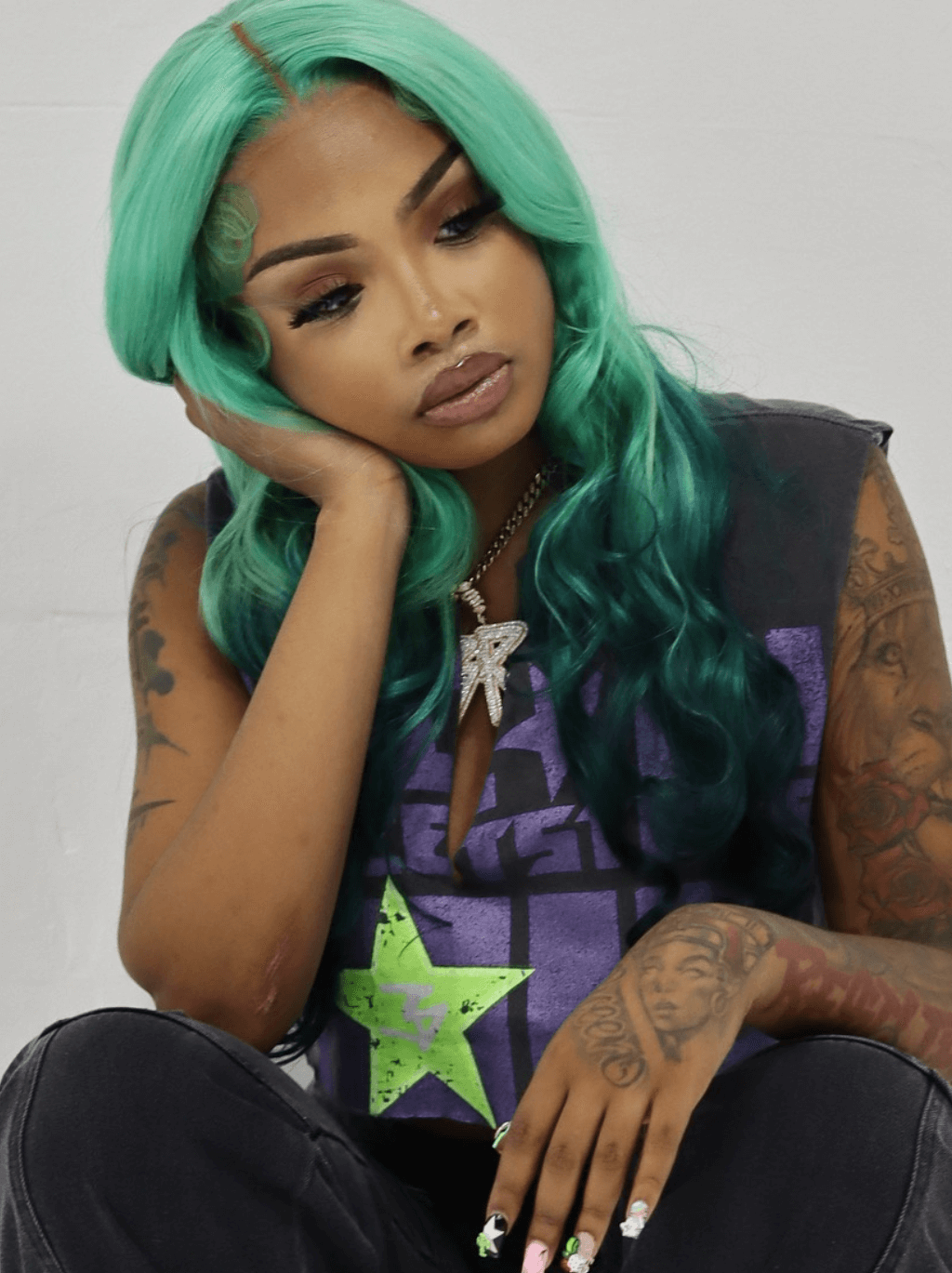 Dorsanee Ombre Pastel Emerald Green Body Wave 13x4 Lace Front Human Hair Wigs