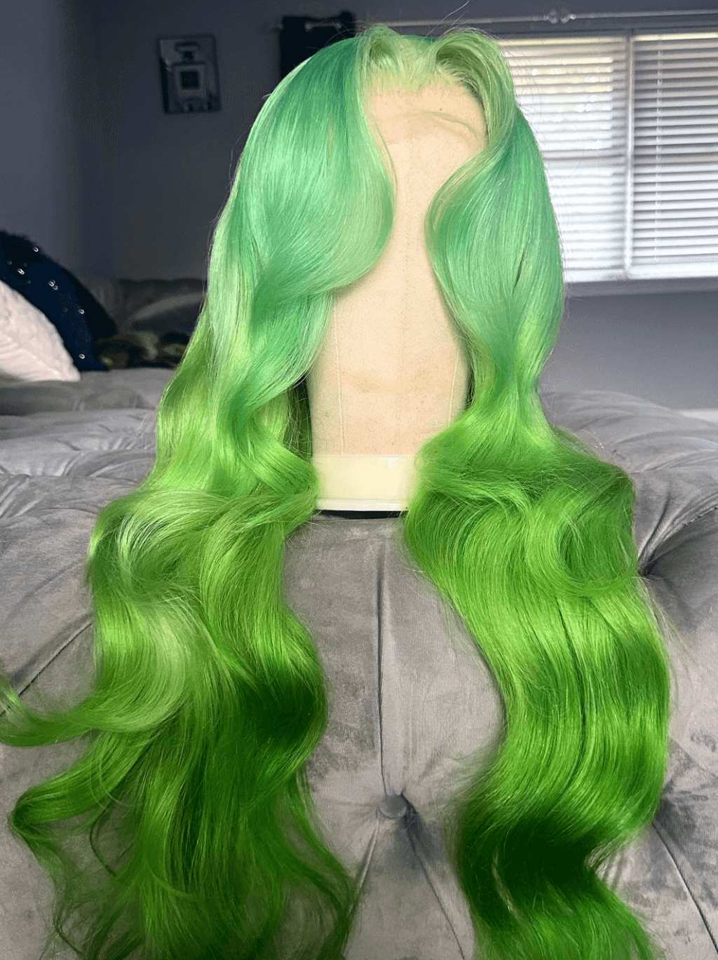 Dorsanee Ombre Pastel Light Dark Green Body Wave Transparent Human Hair Wigs