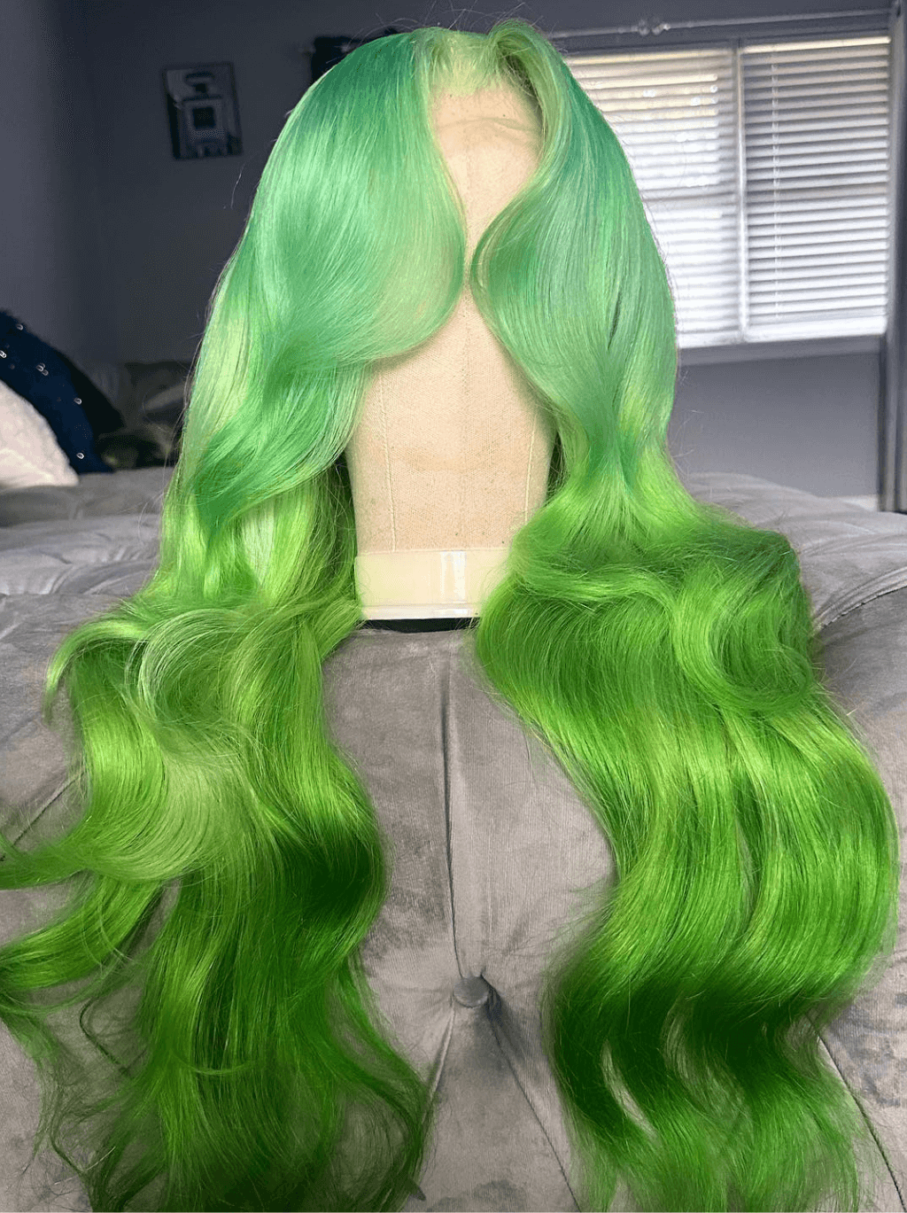 Dorsanee Ombre Pastel Light Dark Green Body Wave Transparent Human Hair Wigs