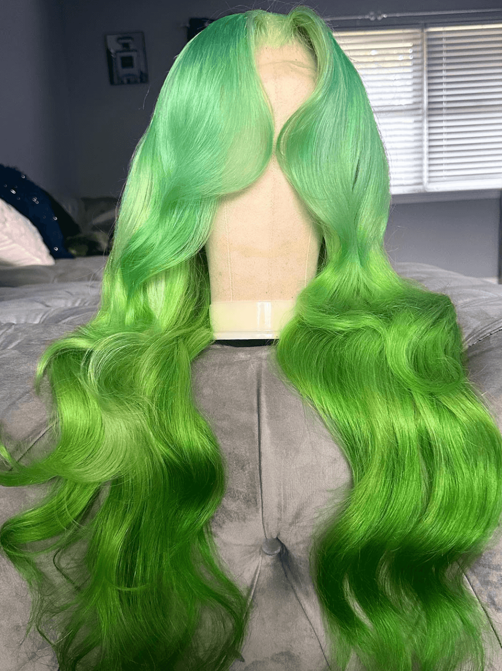 Dorsanee Ombre Pastel Light Dark Green Body Wave Transparent Human Hair Wigs