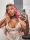 Dorsanee Ombre Purple Peach Pink Dark Roots Color Lace Front Human Hair Wigs