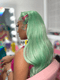 Dorsanee Pastel Green With Pink Blue Skunk Stripe HD Lace Front Human Hair Wigs
