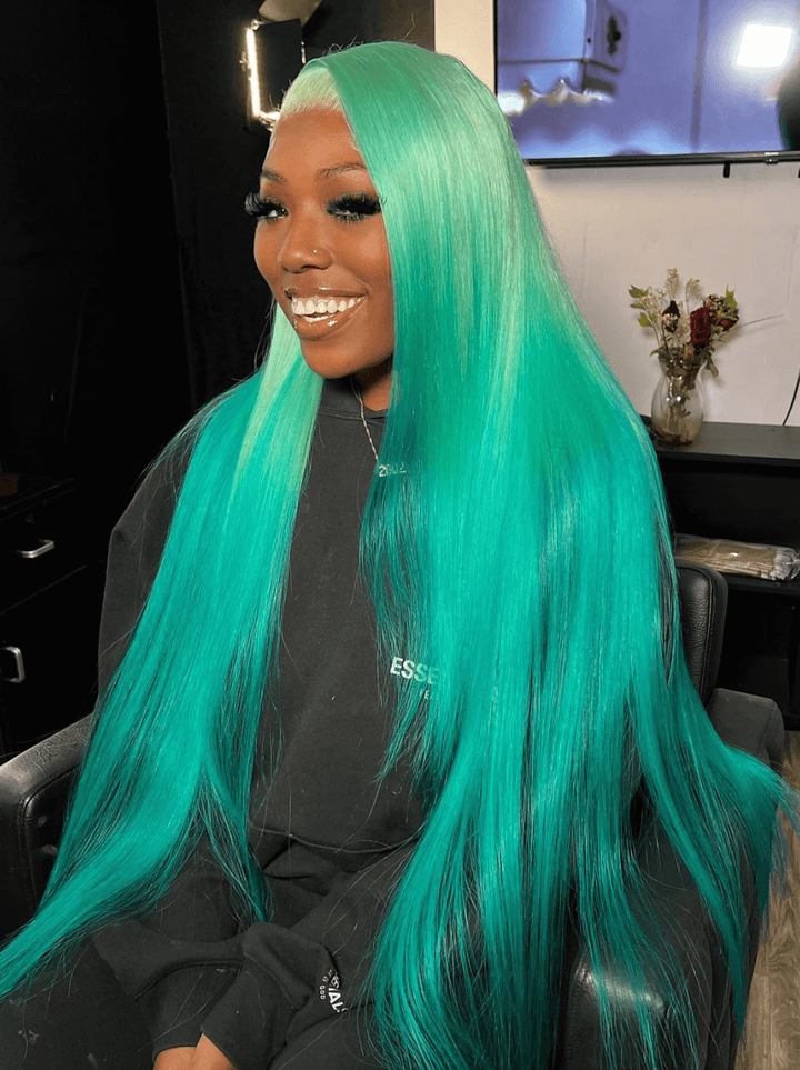 Dorsanee Pastel Lime Green Bone Straight HD Lace Front Human Hair Wig