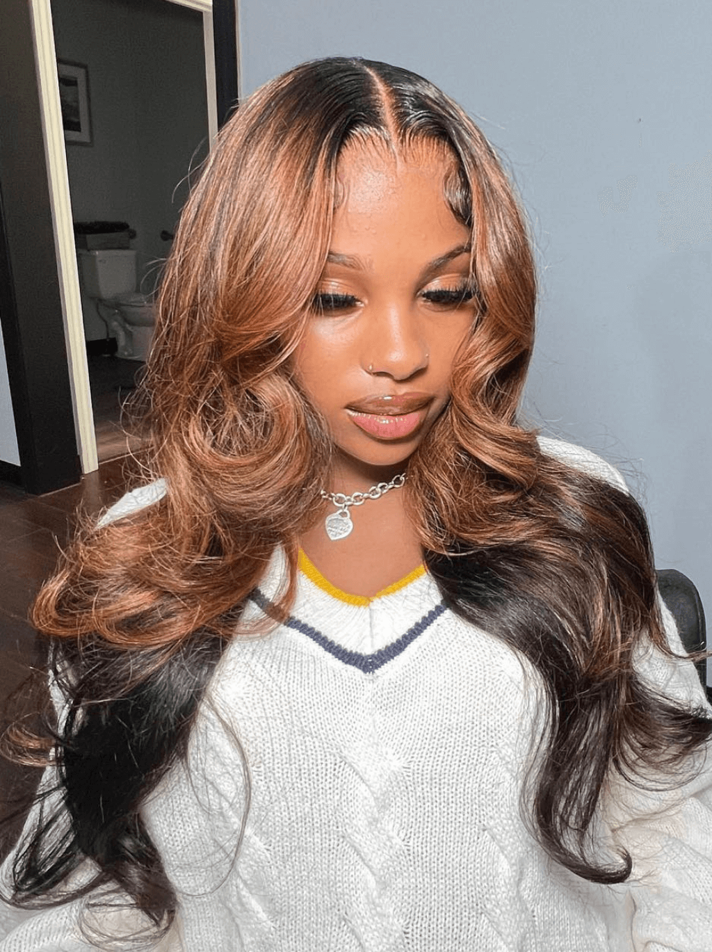 Dorsanee Peekaboo Brown Natural Black Body Wave 13x4 Lace Front Virgin Hair Wig