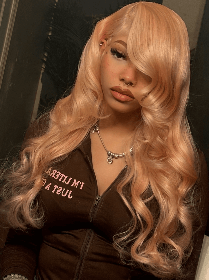 Dorsanee Pinkish Gold Strawbeerry Honey Blonde Body Wave Virgin Human Hair Wigs