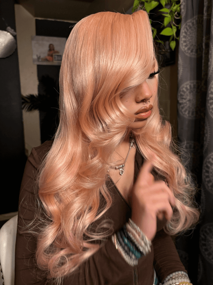 Dorsanee Pinkish Gold Strawbeerry Honey Blonde Body Wave Virgin Human Hair Wigs