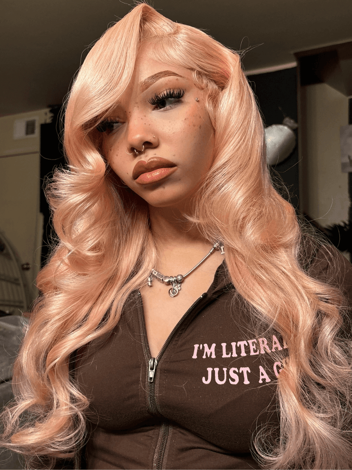 Dorsanee Pinkish Gold Strawbeerry Honey Blonde Body Wave Virgin Human Hair Wigs
