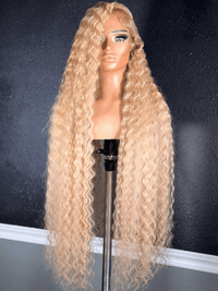 Dorsanee Platinum Strwberry Honey Blonde Deep Wave Curly Lace Front Hair Wigs