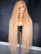 Dorsanee Platinum Strwberry Honey Blonde Deep Wave Curly Lace Front Hair Wigs