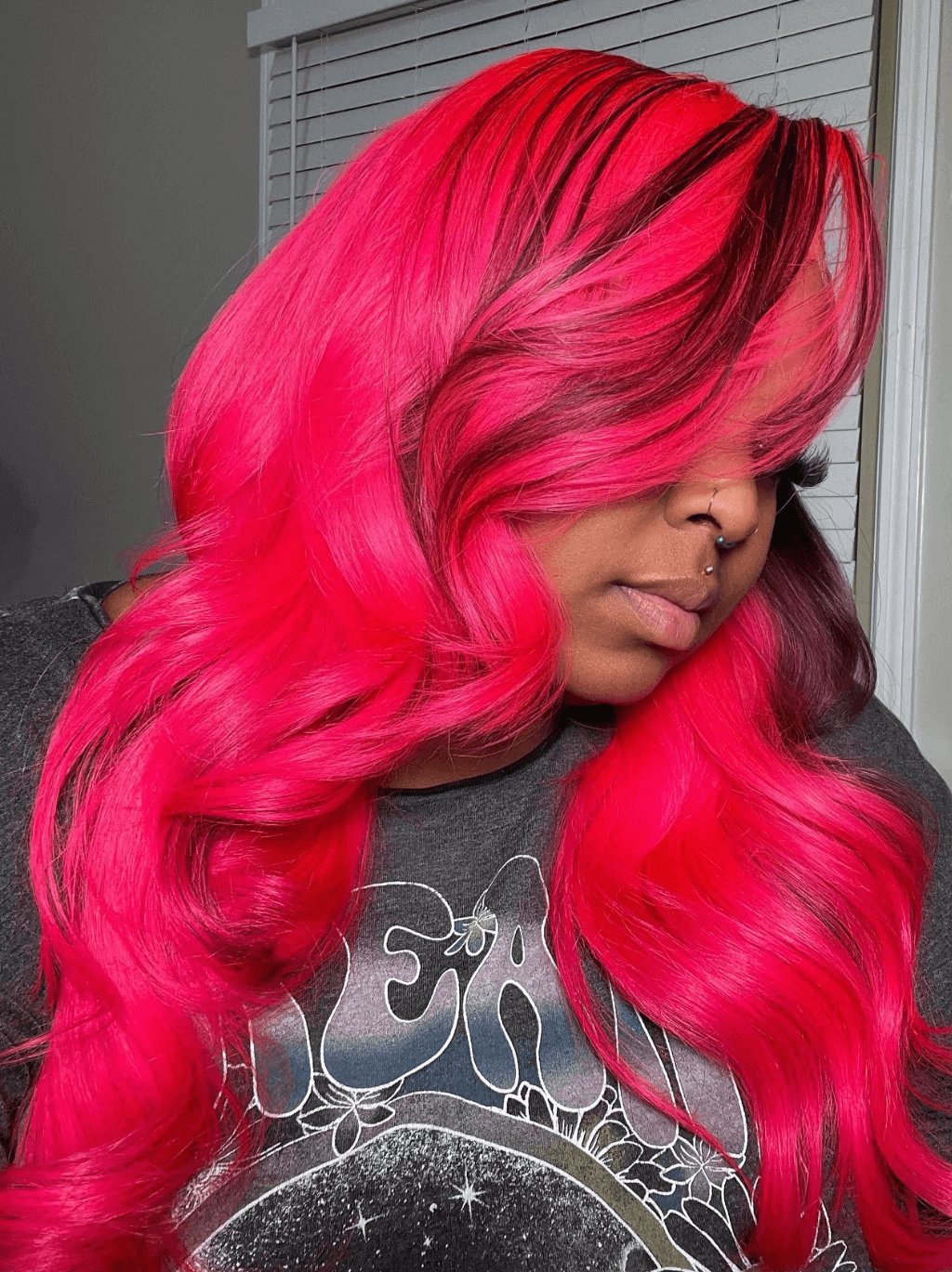 Dorsanee Red With Black Highlight Streaks Lace Front Huamn Hair Wig