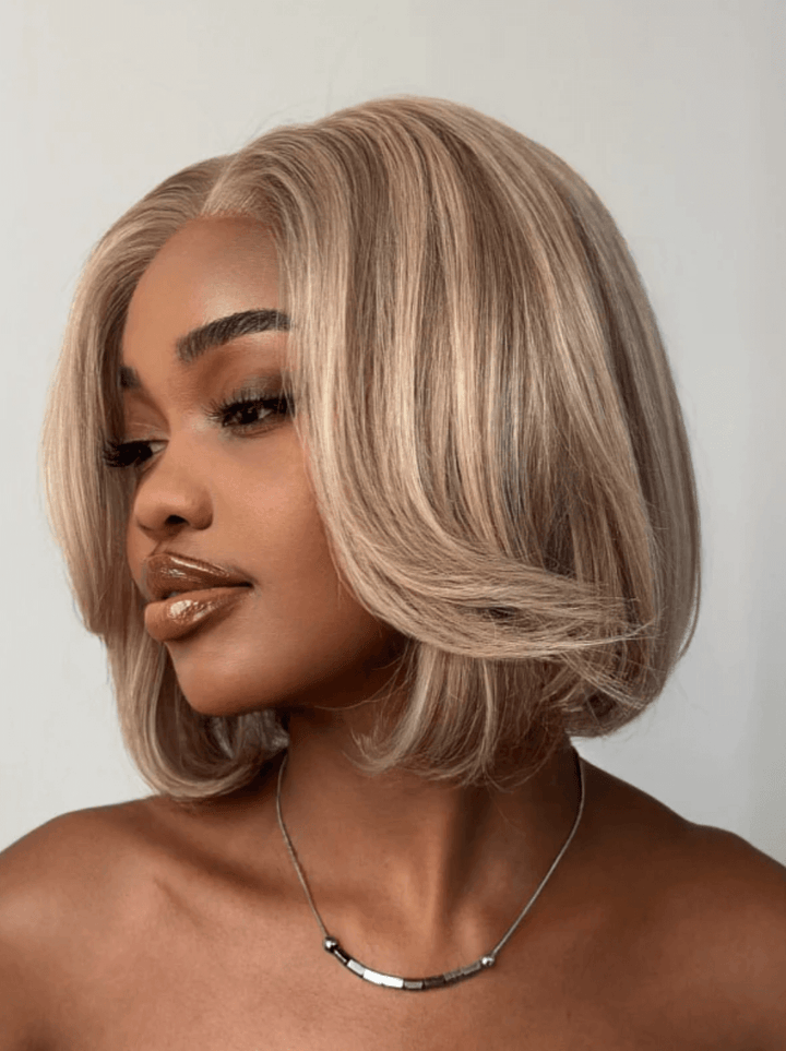 Dorsanee  Strawberry Honey Blonde Short Pixie Cut Bob 13x4 Lace Front Human Hair Wigs