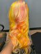 Dorsanee Yellow Pink Ginger Orange Multi Color 13x4 Lace Front Human Hair Wigs