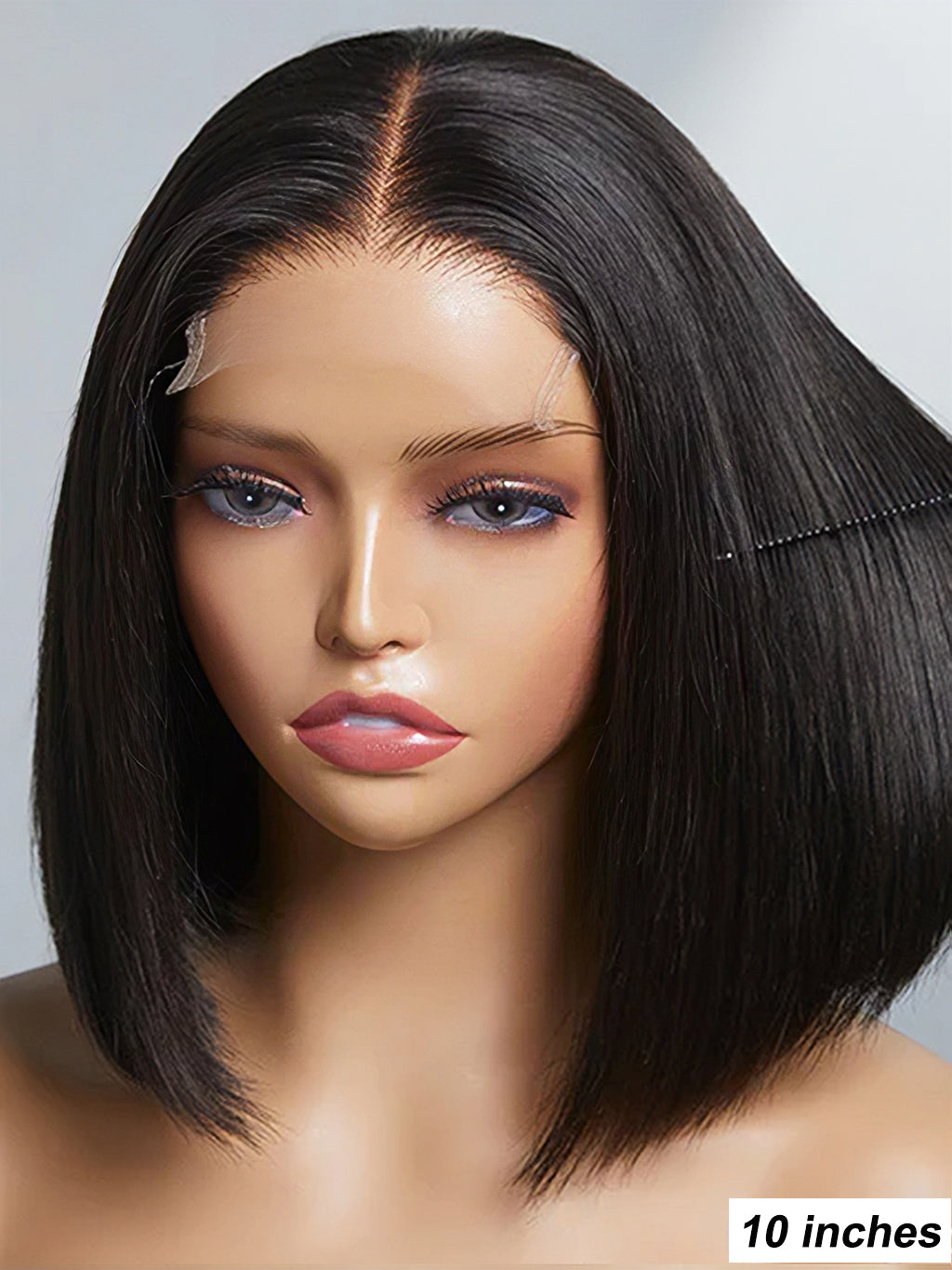 Dorsanee #1B Straight Short Bob Wig 4x4 Lace Closure Human Hair Wigs Full Ends Natural Color