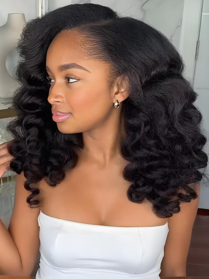 Dorsanee 250 300 Density Bouncy Yaki Kinky Straight Loose Wave 13x4 Lace Front Human Hair Wigs