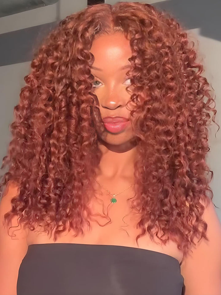 Dorsanee 250 300 Density Ginger Spanish Crimped Loose Curls 13x4 Lace Front Human Hair Wigs