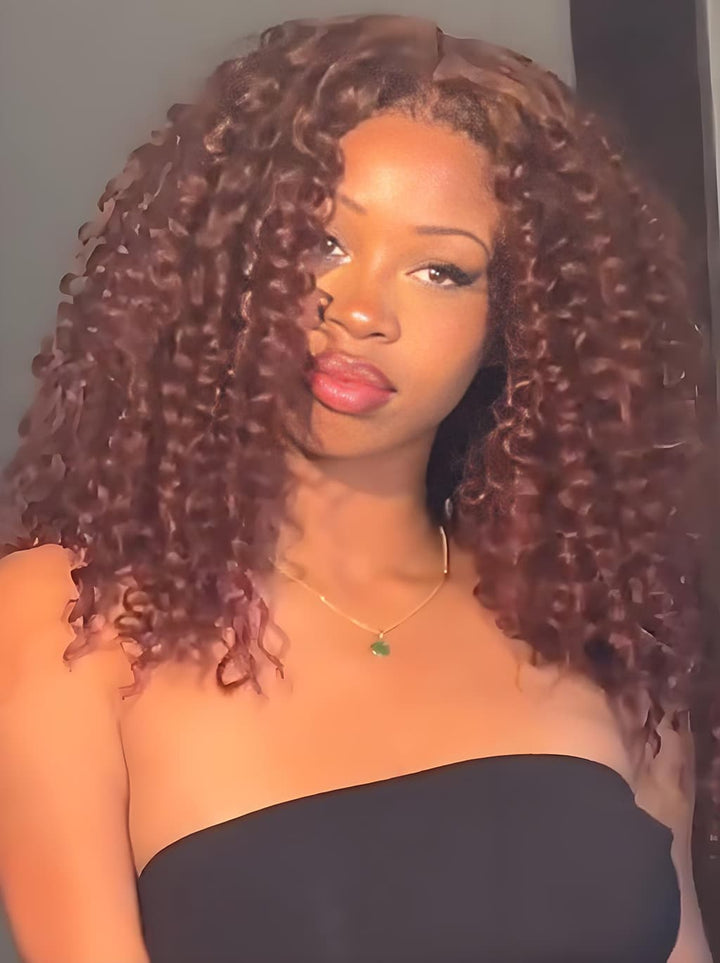 Dorsanee 250 300 Density Ginger Spanish Crimped Loose Curls 13x4 Lace Front Human Hair Wigs
